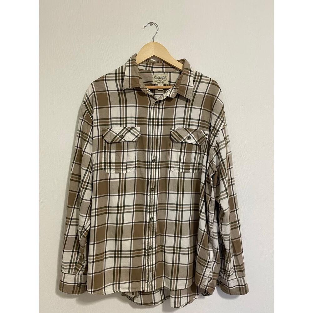 Cabelas Men's Plaid Legendary Quality XL Long Sleeve Button-Up Shirt 100% Cotton